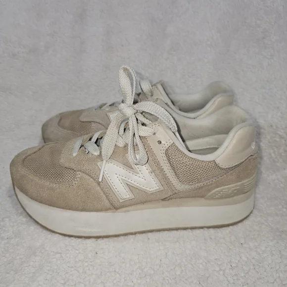 New Balance Womens 574 Stacked Platform Driftwood WL574ZSM - Picture 1 of 15